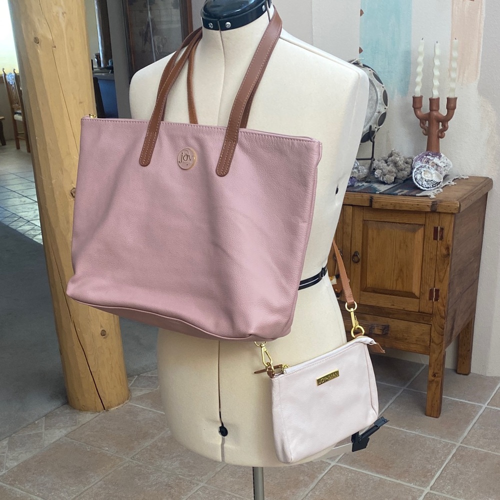 Pink Leather Tote and Crossbody Set by Joy and Iman